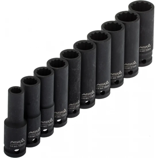Kované nástrčné kľúče 10-22 mm 12 hranné predĺžené 1/2 545SET10