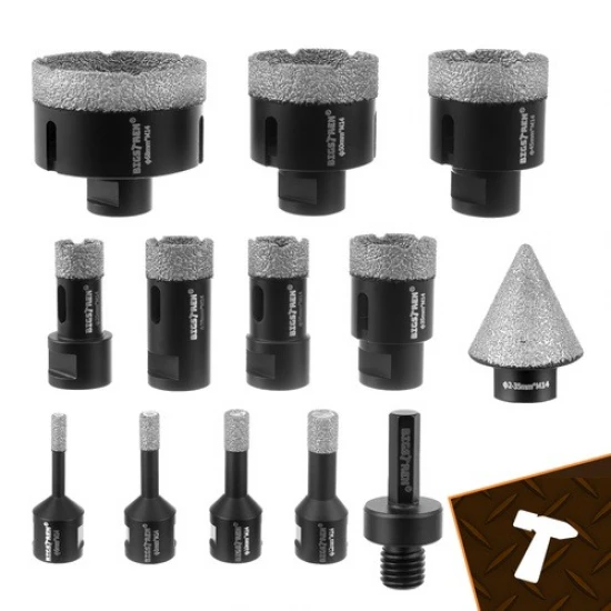 Diamantové vykružováky M14 do dlažby 6-68 mm 13 dielna sada 00027012