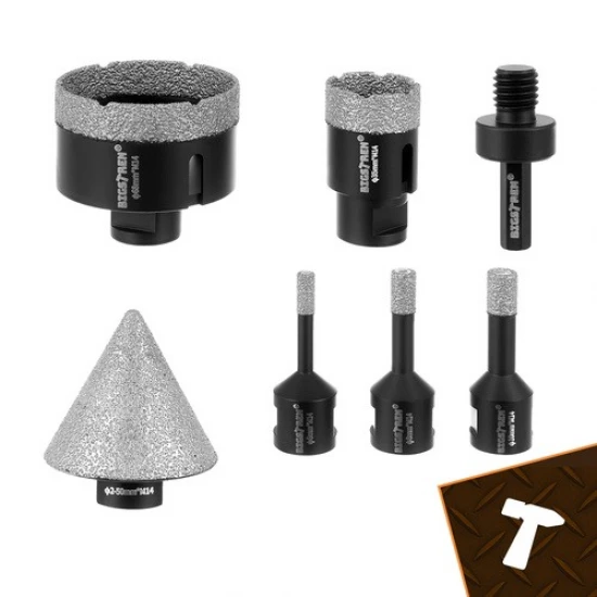 Diamantové vykružováky M14 do dlažby 6-68 mm 7 dielna sada 00027080
