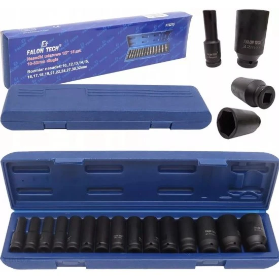 Kované nástrčné kľúče 10-32 mm predĺžené 1/2" 15ks FT2215