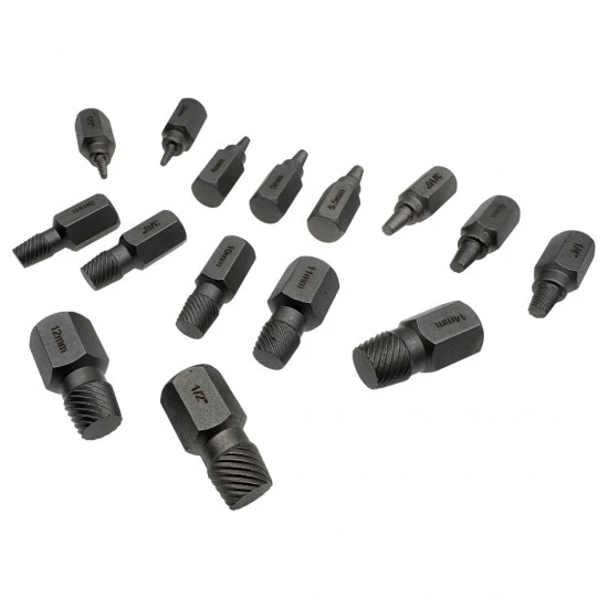 Sada vyťahovákov na poškodené skrutky 3-14mm 15 dielna FT4628