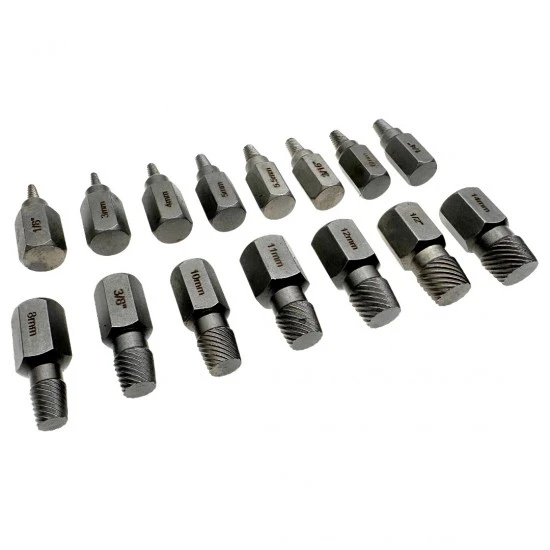 Sada vyťahovákov na poškodené skrutky 3-14mm 15 dielna FT4628