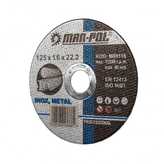Rezný kotúč na kov 125 x 1.6 x 22.2 mm M08116
