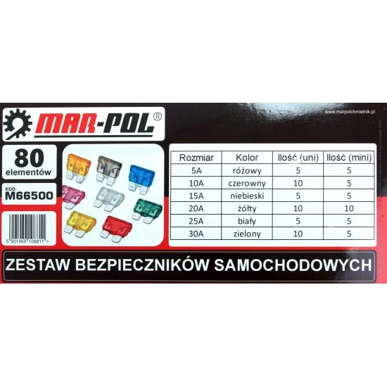 Automobilové poistky štandard mini 80 dielna sada M66500