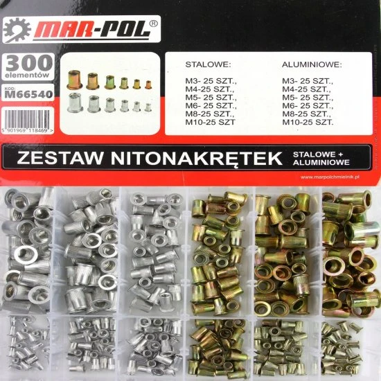 Sada hliníkových a oceľových nitovacích matíc M3-M10 300ks M66540