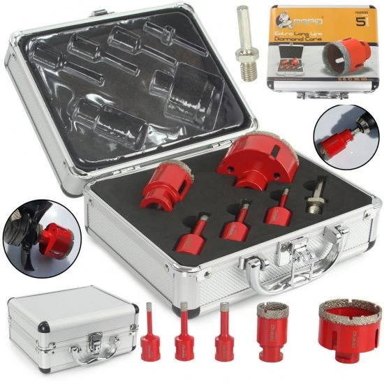 Diamantové vrtáky M14 do dlažby 6-68 mm 5 dielna sada M22595