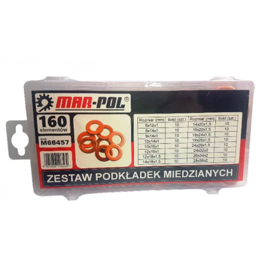 Medené podložky tesnenia 160ks M66457